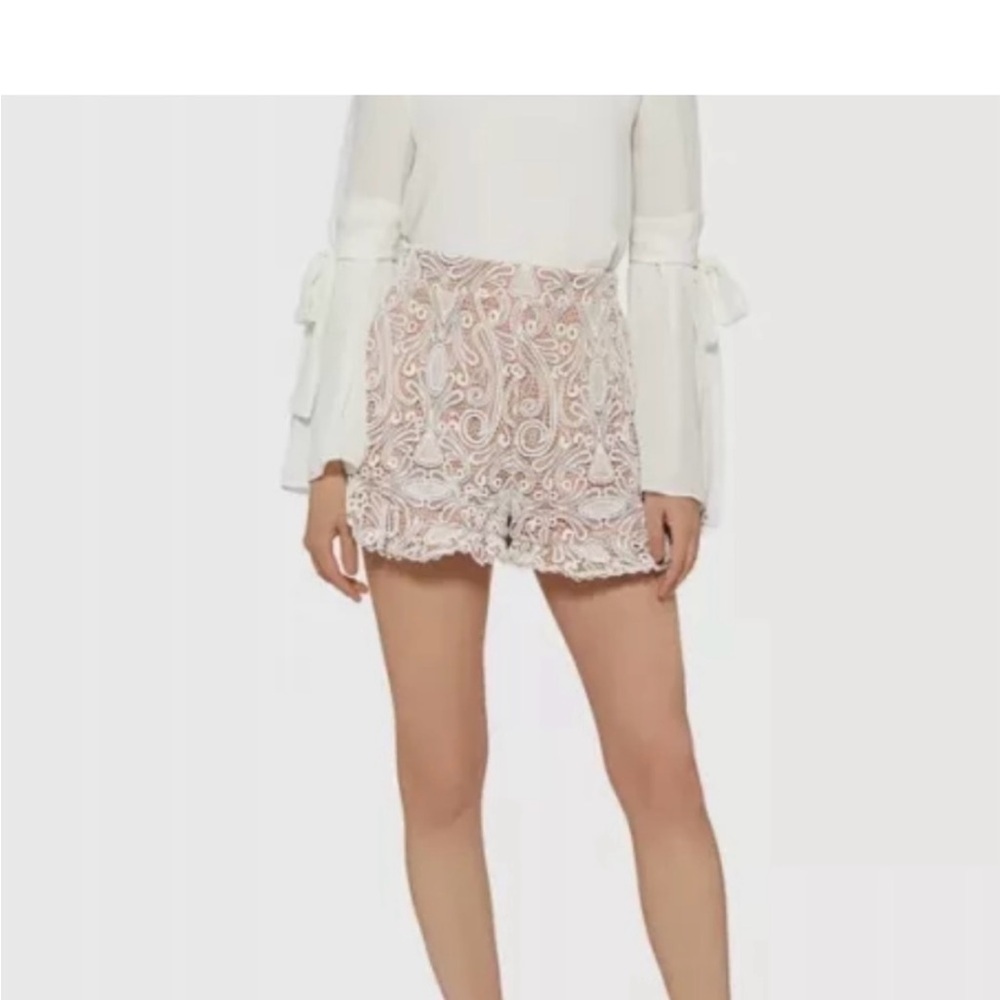 White Lace Overlay Shorts